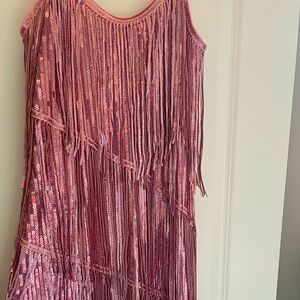 SHEIN Pink Sparkly Sequin Tassels Dress